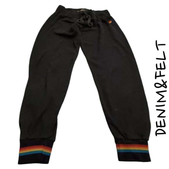 Aviator Nation Dark Grey Rainbow Cuff Sweatpants/Joggers | PRELOVED!!🩶🌈🩶 - Picture 2 of 10